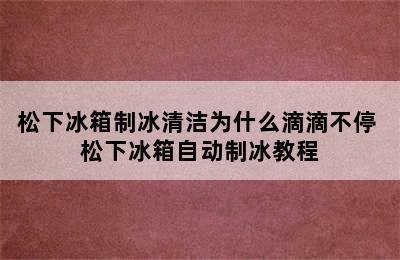 松下冰箱制冰清洁为什么滴滴不停 松下冰箱自动制冰教程